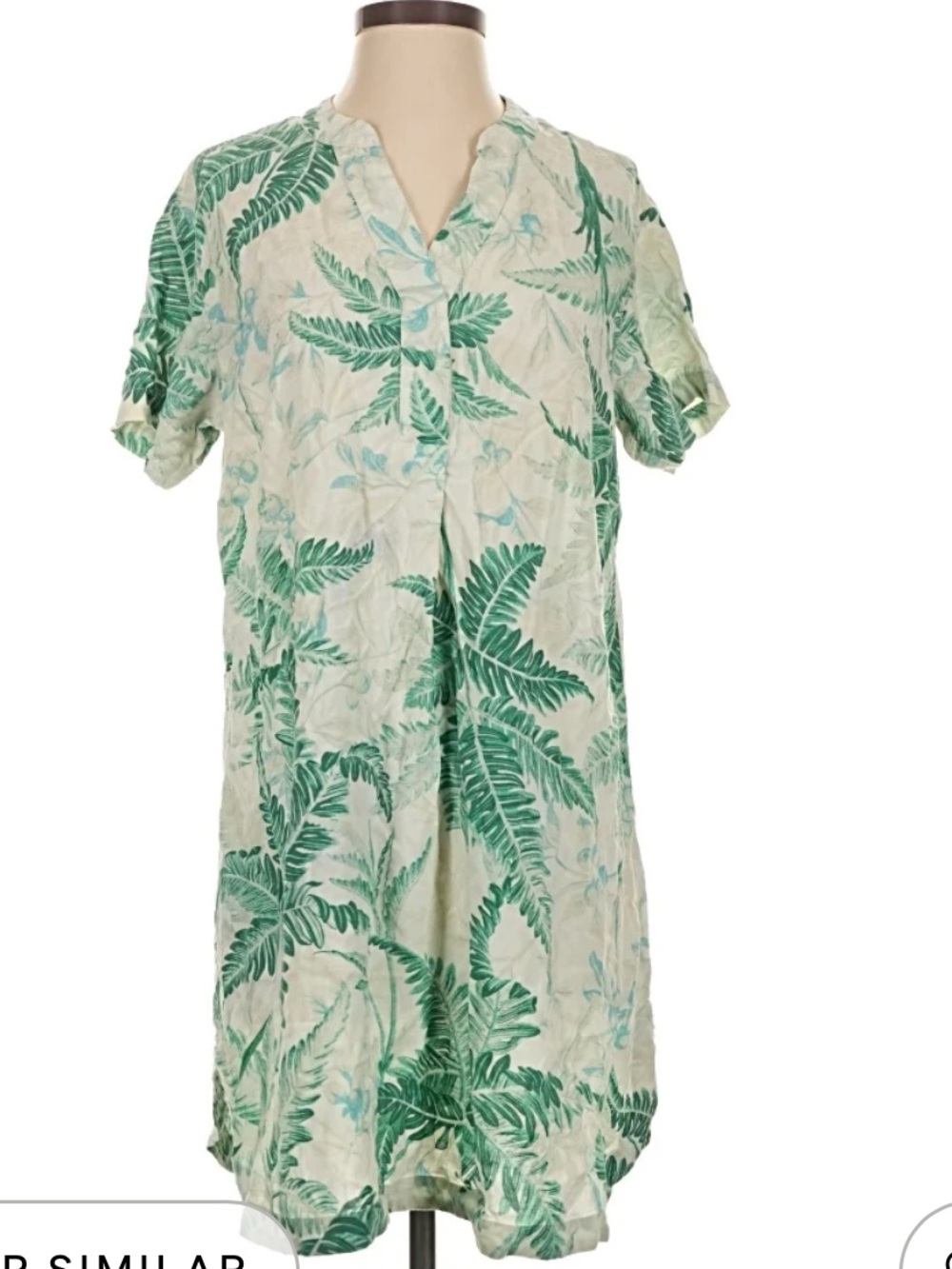 H&M Light Beige/Ferns V-neck Tunic Dress.